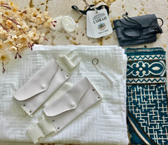 Complete Umrah Kit – Towel Ihram with Belt, Janemaz, Soap, Shoe Bag & Umrah Dua Card(based on sunnah)