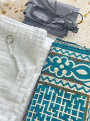 Premium Ihram Kit for Hajj & Umrah – Towel Material with Belt, Janemaz, 7 Tasbih, Soap & Shoe Bag
