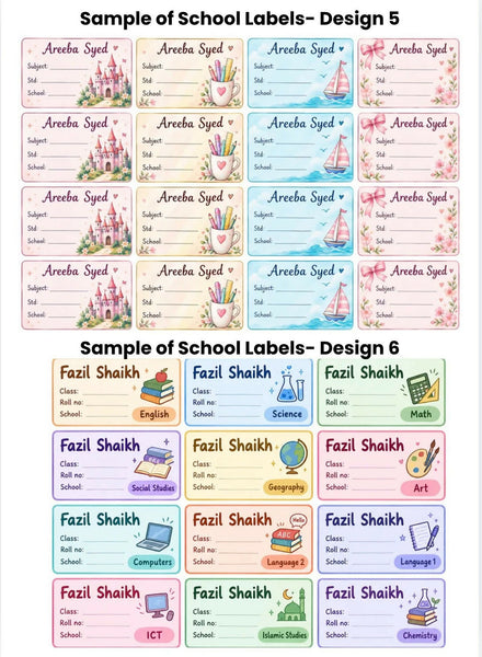 Personalised School Labels