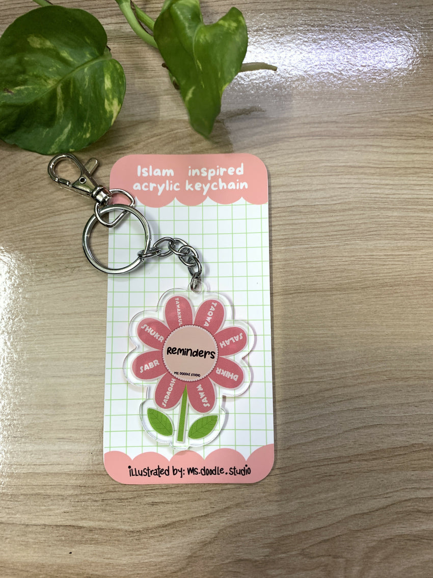 Pink flower keychains for exhibition - The Islamic Kid Store