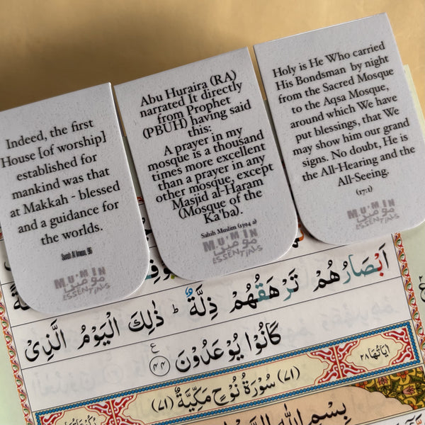 Three Mosques Magnetic Bookmark Set | Kaabah, Masjid An-Nabawi & Al-Aqsa