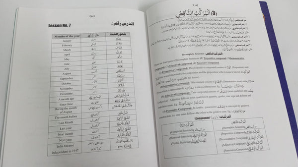 Open book with text and tables on a white background