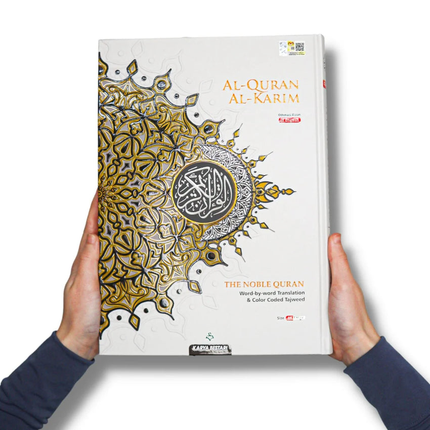 Maqdis Al-Quran Al Kareem Word by Word The Noble Quran Colour Coded Tajweed A4 Size (White)