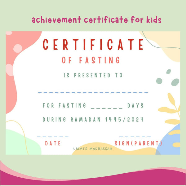Achievement certificates for kids