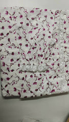 Elegant white prayer dress with floral lace details