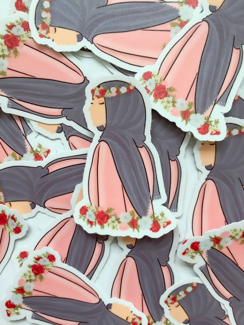 Hijabi Flower Crown Vinyl Die-Cut Sticker